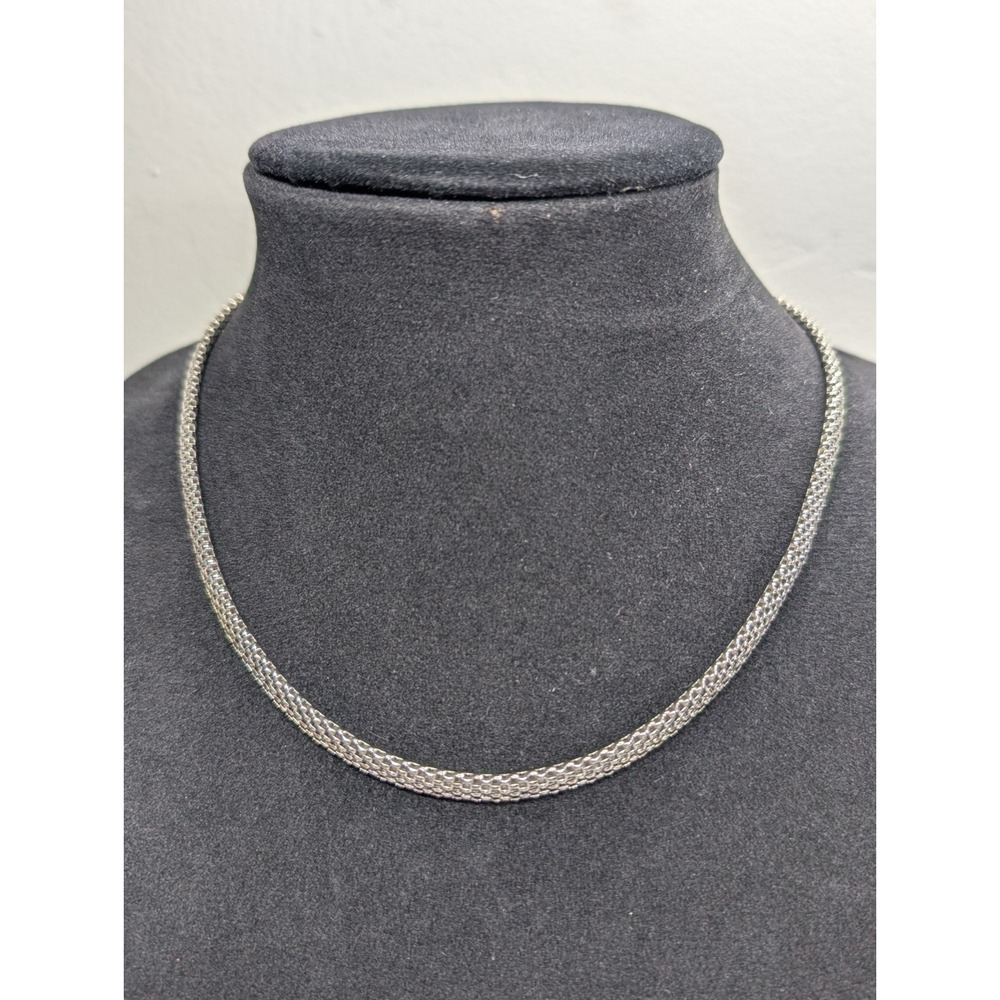 925 Sterling Silver Solid Italian Round Mesh Fancy Chain Necklace GC